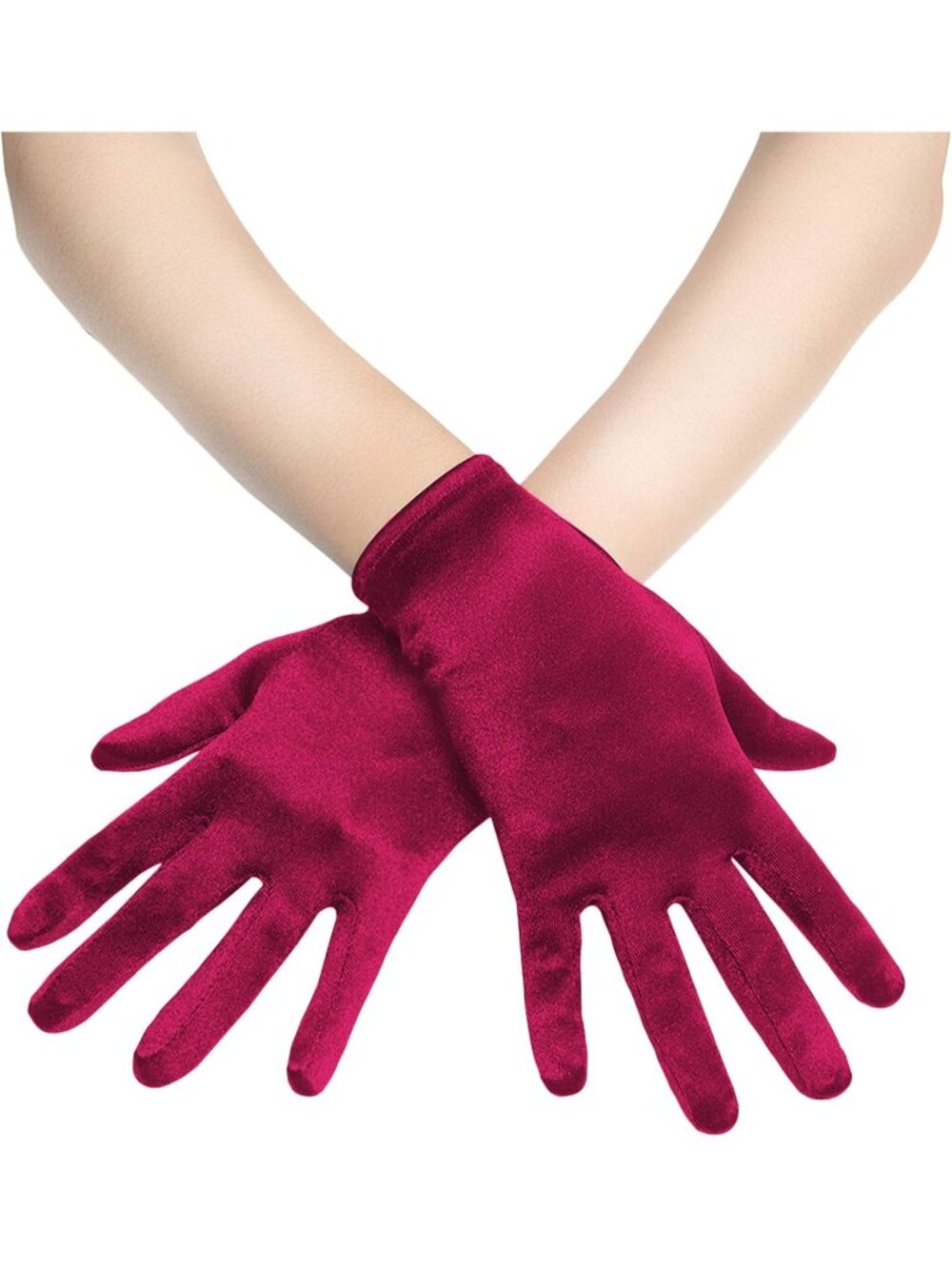 Women's Wine Red 1920s Bridal Tea Party Wedding Short Satin Opera Gloves
